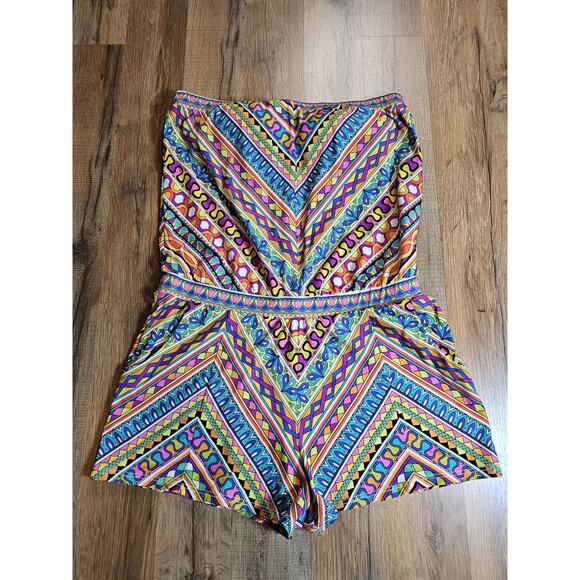 Trina Turk Other - Trina Turk Peruvian Stripe Romper Swim Cover-Up Women’s S Strapless Tropical